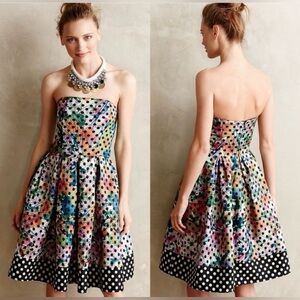 Corey Lynn Calter Lavendel Anthropologie Polka Dot Floral Strapless Mini Dress 4